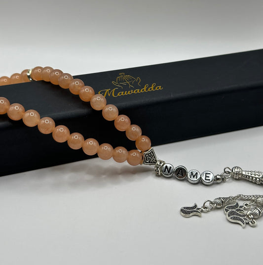 Tesbih mit Namen - Apricot Blush