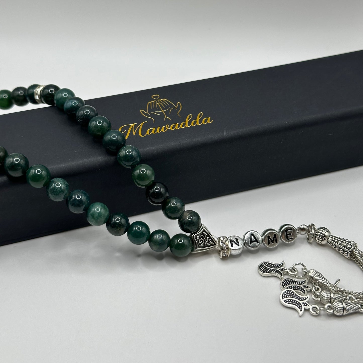 Tesbih mit Namen - Emerald Green