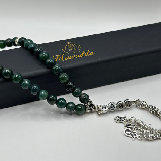 Tesbih mit Namen - Emerald Green
