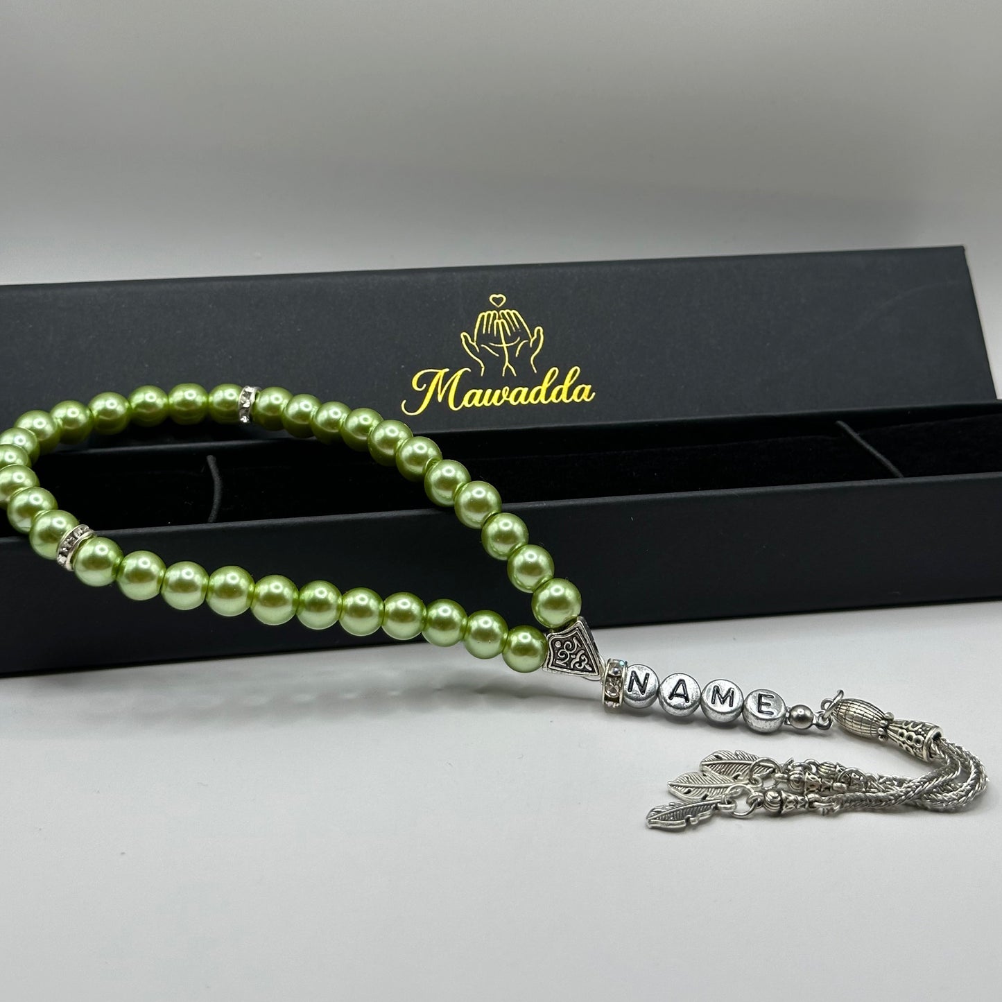 Tesbih mit Namen - Spring Green