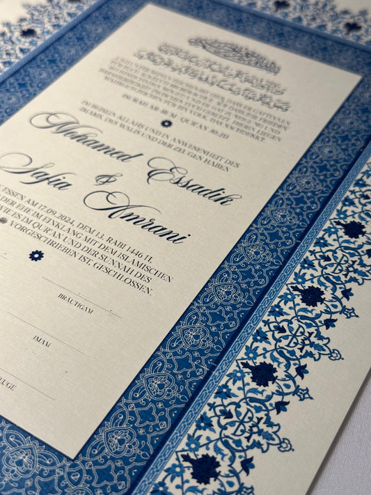 Nikah Zertifikat Vintage Blau