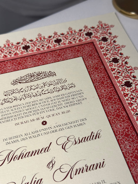 Nikah Zertifikat Vintage Rot