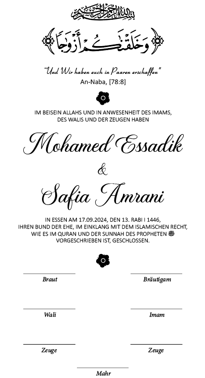 Nikah Zertifikat