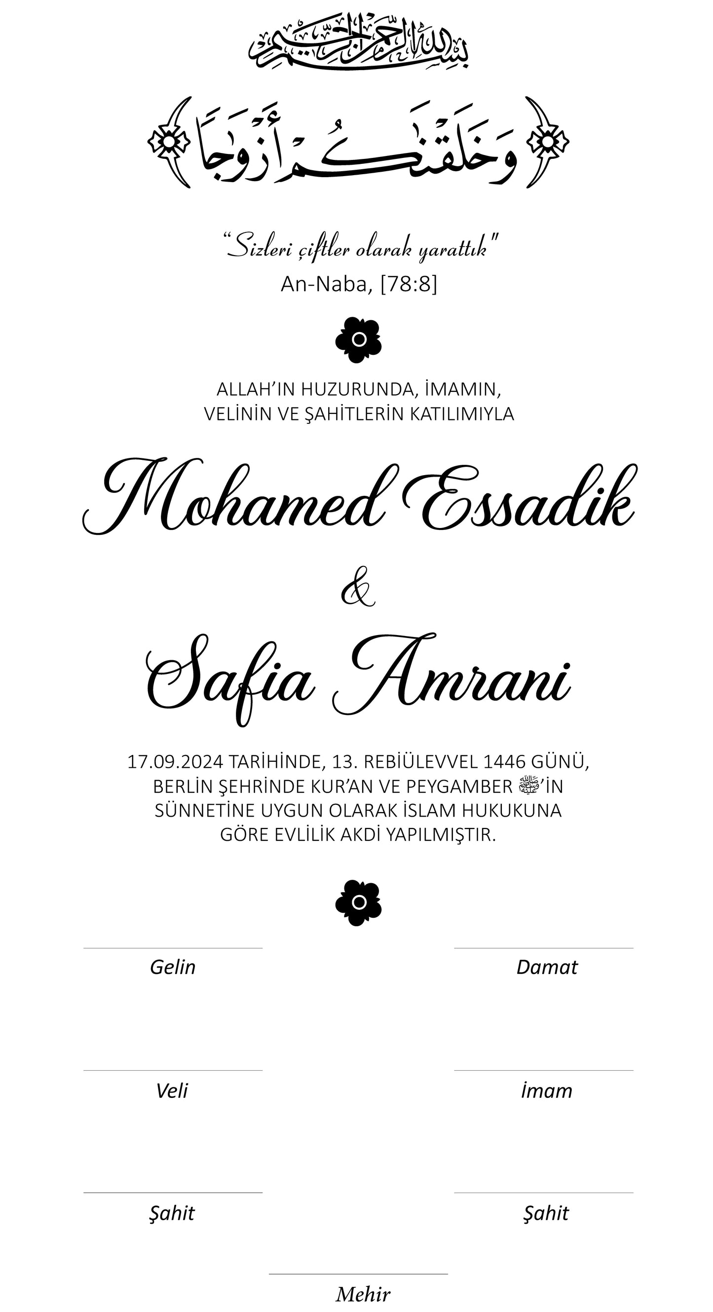 Nikah Zertifikat
